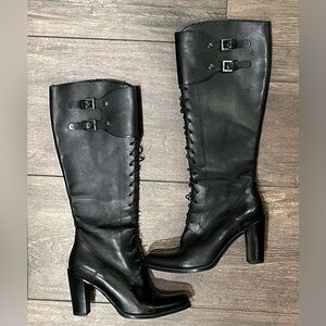 Steven Dann by Tremp Black Leather Knee-High Lace-Up Boots Size 6 US (36 Euro)